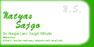 matyas sajgo business card