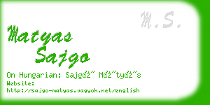 matyas sajgo business card